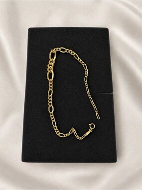 18K Solid Yellow Gold Figaro Bracelet 7.5” – FINAL PRICE
